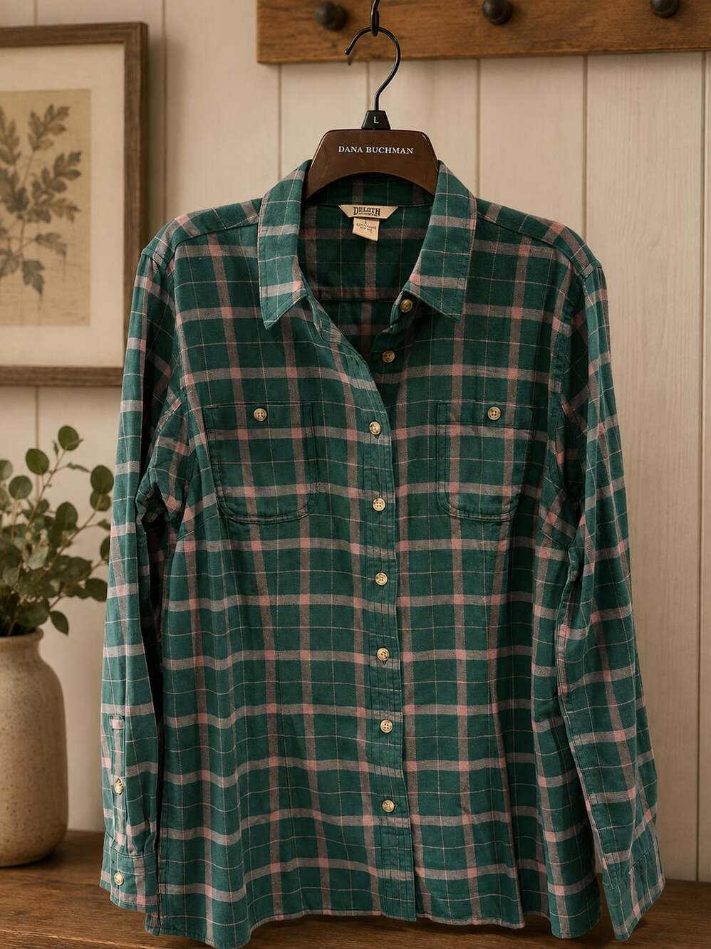 Duluth Trading Co Women's Ranch Flannel Pine Shirt Sz L